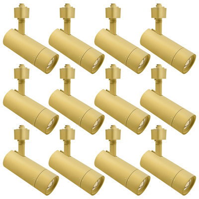 Luxrite 2,5 po Éclairage sur rail à DEL Zoomable, 5CCT, CRI90, 15 W, 1050LM, à intensité variable, inclinaison 358 ° + 90 ° et faisceau de 20 ° à 50 °, éclairage sur rail de type H, ETL, paquet de 12 en laiton
