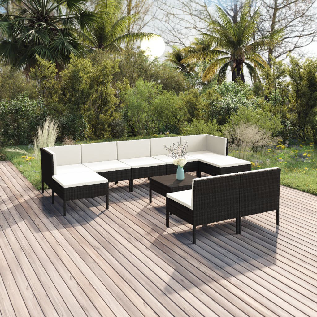 9-Sitzer Lounge-Set Jaymari aus Polyrattan mit Polster