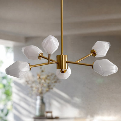 Lustre 6 lumières en laiton antique 24 po Aguero