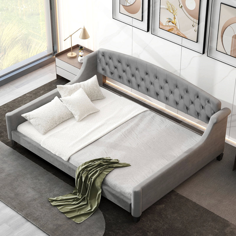 Modern Luxury Tufted Button Daybed, Gray, Full/Double
