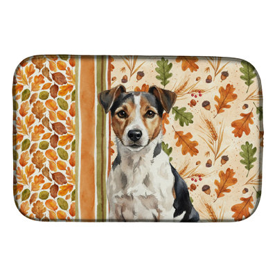 Tricolor Russell Terrier Heirloom Fall Dish Drying Mat
