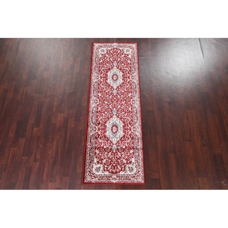 Tapis floral turc oriental rouge 2X3, Tapis de couloir 2 pi 7 po x 7 pi 10 po