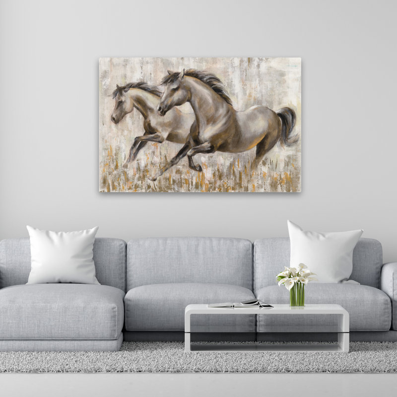 Chevaux qui courent - Animaux Équitation brune, H 60 po x l 40 po