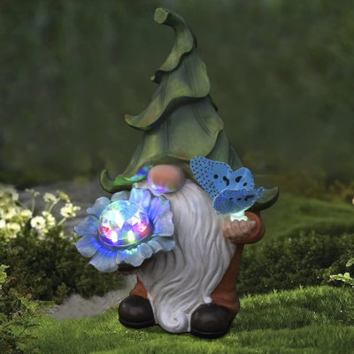 Solar Gnomes Garden Statues - Resin Gnome Figurine Holding Magic Orb and Butterfly -  Trinx, CDE5F889BDC649798B239E1D71AD6DD4