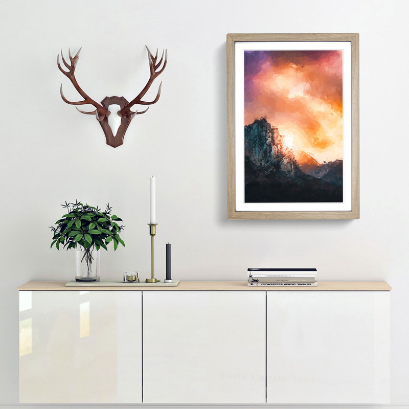 Mountains in Morocco in Abstract - Framed Print, 87cm H x 62cm W x 2cm D, Oak Framed