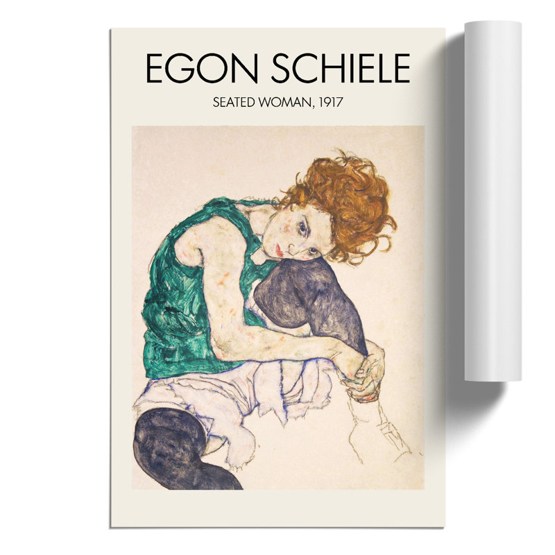 Seated Woman Vol.1 by Egon Schiele - No Frame Print, 30cm H x 21cm W x 0.1cm D