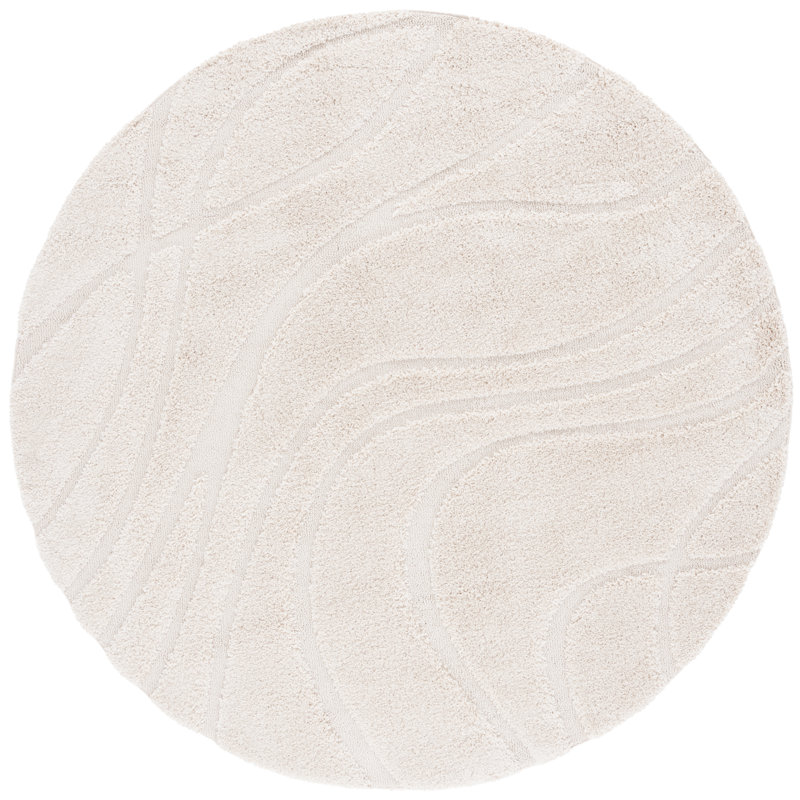 Reidy Machine Woven Polypropylene Beige Rug, Round 201 cm