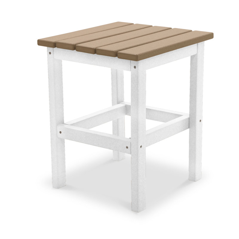 Leighton Square Outdoor Side Table , 15'' in. W 14.25'' in. D, White/Weathered Wood