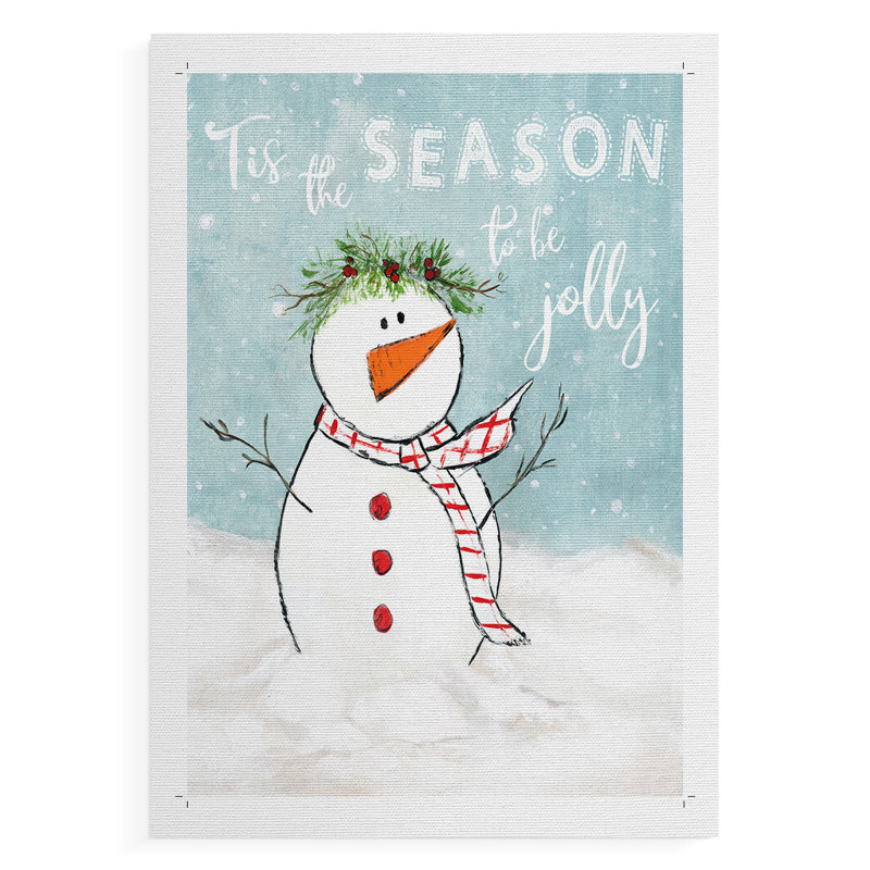 Jolly Snowman I - Impression sur toile seulement - NON-CADRE, H 36 po x l 24 po