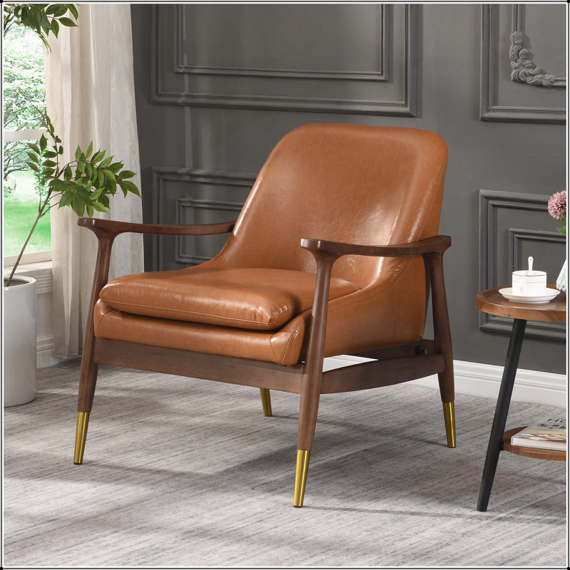 Chaise d'appoint 29,2 po Mid-Century, Brun