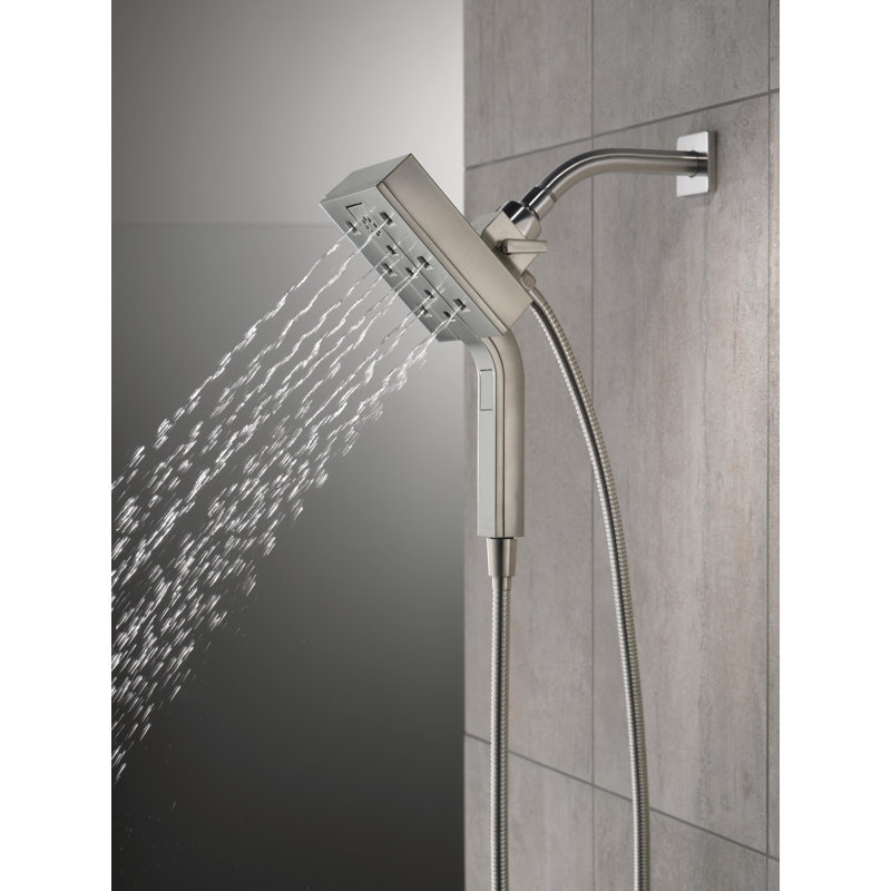 2.5 GPM Multi Function Dual Shower Head with H2Okinetic Technology, Lumicoat Stainless