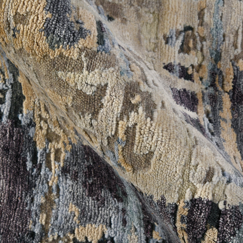 Serena Nania Abstract Hand-Knotted Wool and Silk Rug 2' x 3'