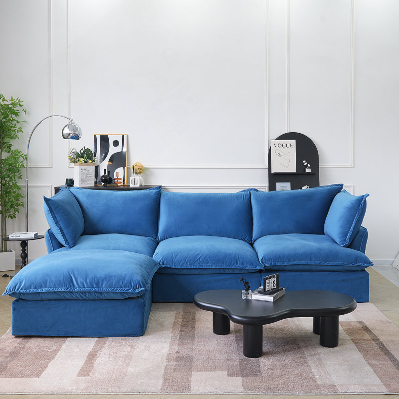 Canapé modulaire en velours Sky, Bleu