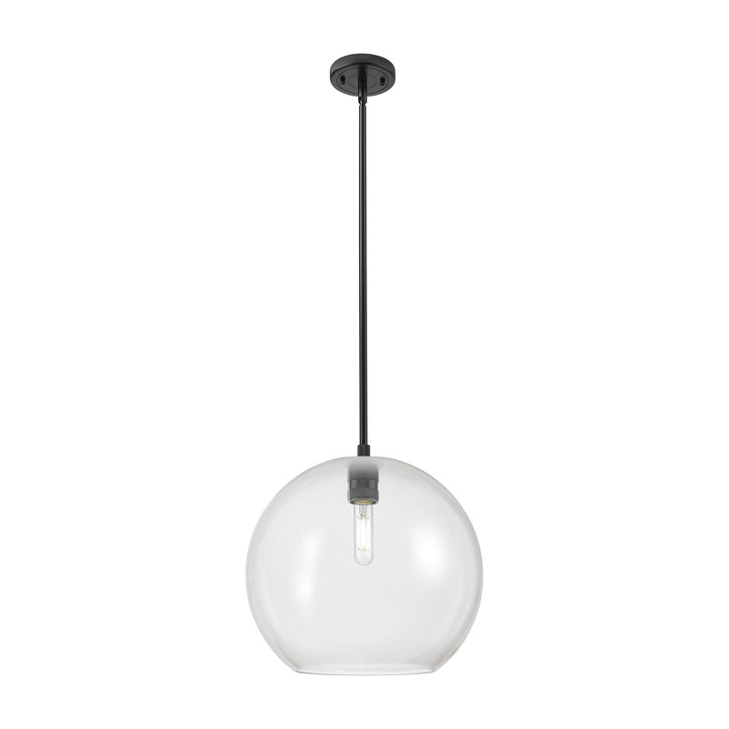 Kehlani - Luminaire suspendu suspendu tourbillon 1 lumière Athens, H 11,75 po x l 11,75 po x P 11,75 po, Clair, Noir mat