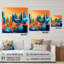 Bleu et orange rétro Radiance I - Art mural en acrylique City Art Deco pour le salon-756964255