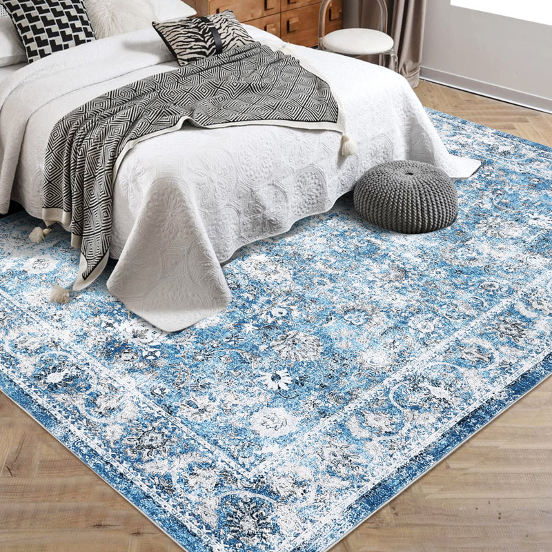 Tapis rétro, tapis de salon intérieur rétro, Rectangle 5 pi x 7 pi