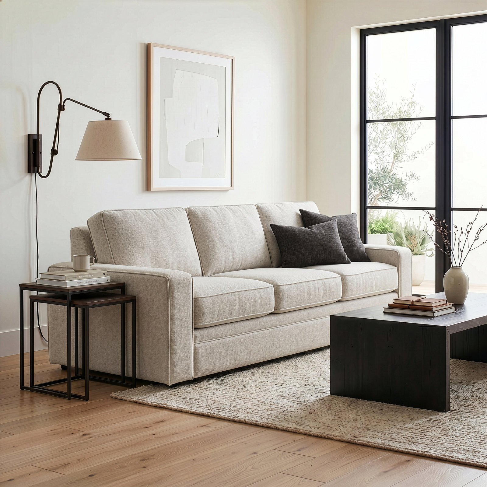 100'' Upholstered Sofa, Macarena Light Gray