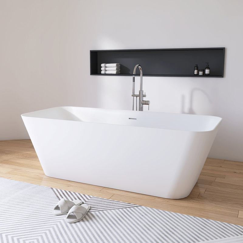  67'' x 30" Freestanding Soaking Solid Surface Stone Resin Bathtub