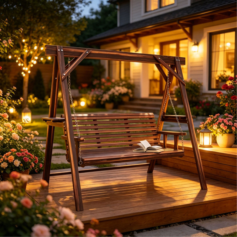 Poolside Swing,Backyard Swing,Porch Swing,Outdoor Swing with Small Table