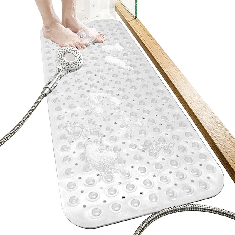 Vinyl Non-Slip Shower Mat, Crystal, 100cm L x 40cm W