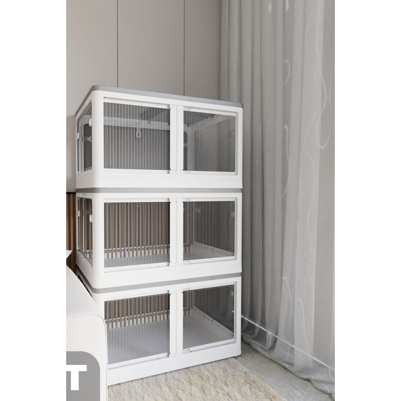 3 Pack Stackable Folding Storage Closet with Lid