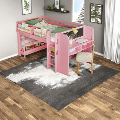 Lits en bois peu encombrants avec rangement innovant et style rose moderne