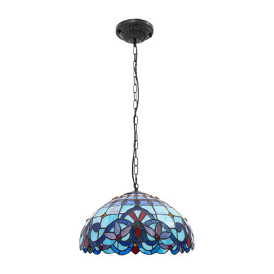 Pendant Light Stained Glass Hanging Lamp 2-Light