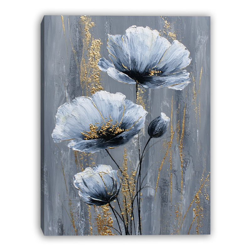 Art mural sur toile Gilded Midnight Flowers, H 48 po x l 32 po x P 1,5 po