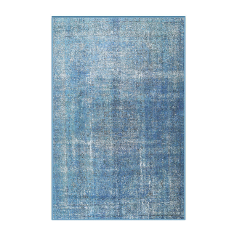 Tapis décoratif bleu cadmar, Rectangle 7 pi x 10 pi