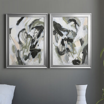 «Electron Net I», ensemble de 2 peintures sur toile encadrées