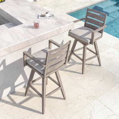 Chaises de bar pivotantes en aluminium avec coussins Winston