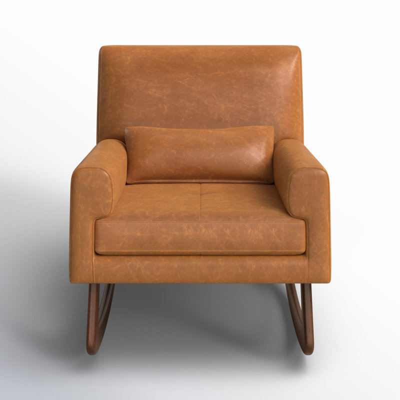 Sleepytime Rocking Chair, Tan Faux Leather, Walnut