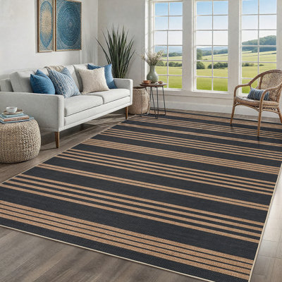 Tapis d'entrée moderne à rayures modernes pour tapis d'entrée en jute 4 x 6 Easy Jute