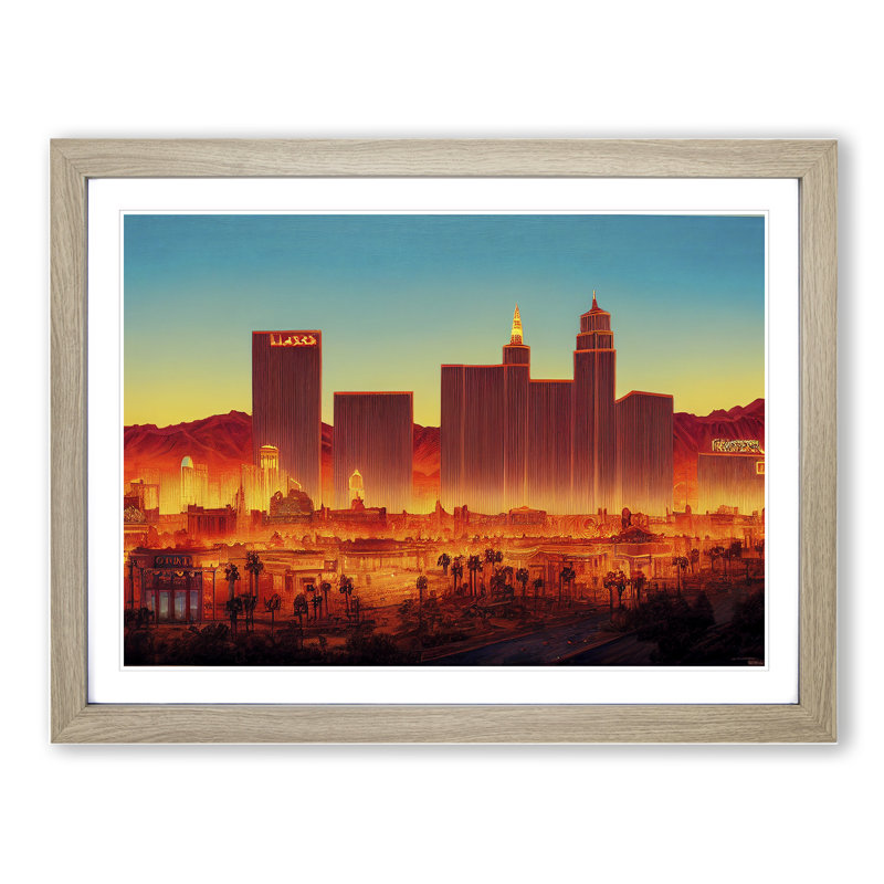 Las Vegas Skyline Vol.2 - Single Picture Frame Print, 46cm H x 64cm W x 2cm D, Oak Framed