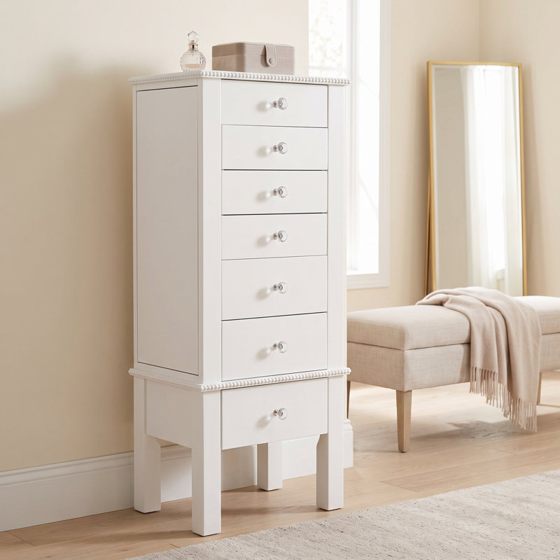 Armoire à bijoux autoportante Machele, Crème