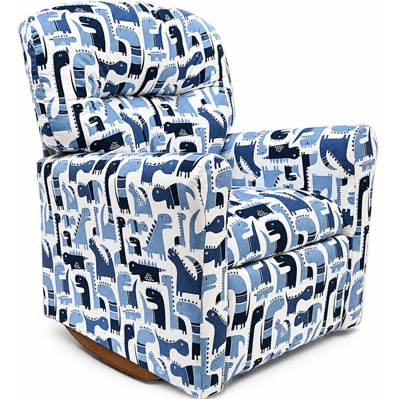 Kids Rocker Recliner Chair in Blue Dinosaurs, Blue Dinosaurs