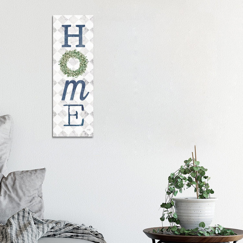 Home With Eucalyptus Wreath II by Marla Rae - Panoramic Print on Canvas, 30.48 cm H x 91.44 cm W x 1.91 cm D, Wrapped Canvas