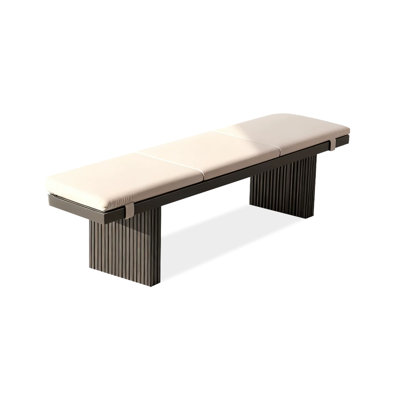 White Solid Wood Upholstered Bench