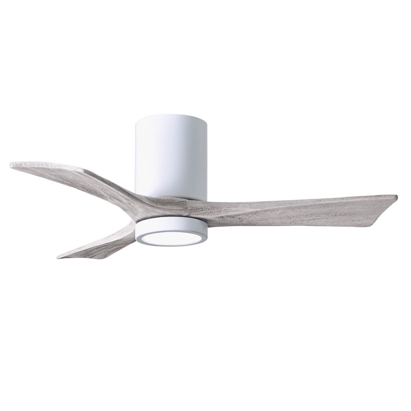 Irene LED Ceiling Fan, Gloss White, Barn Wood Tone, 42"