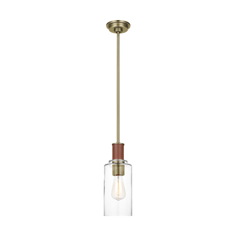 Luminaire suspendu en laiton usé à 1 lumière Hadley