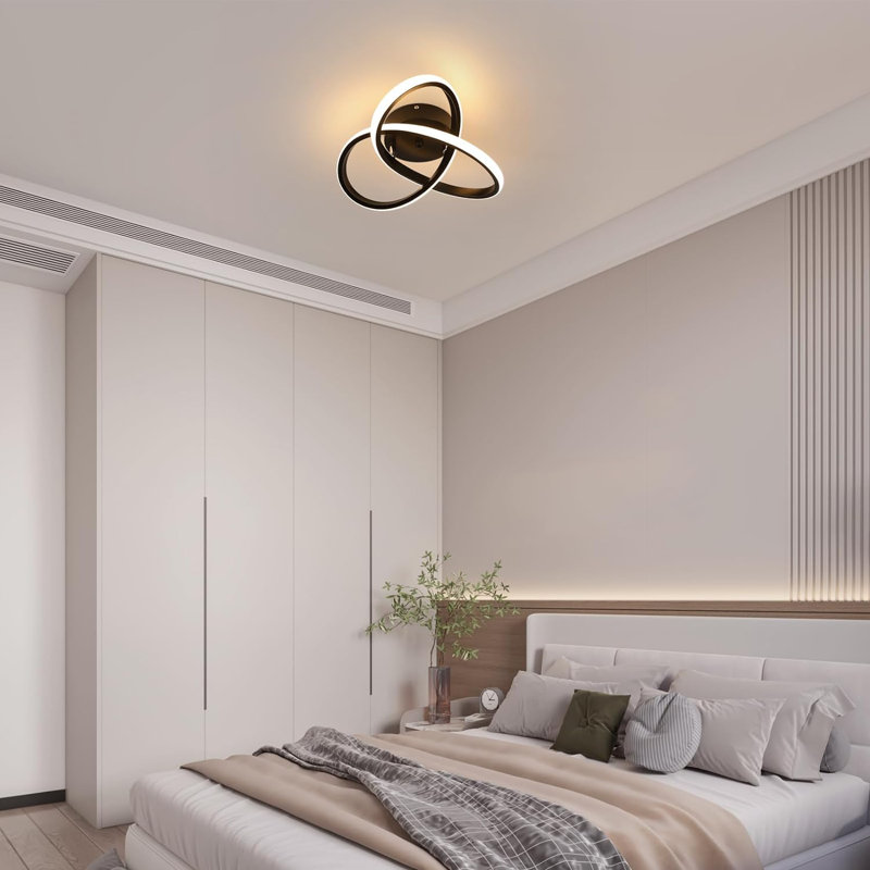 Aziria 3-Light LED Flush Mount Ceiling Light, 11cm H x 30cm W x 30cm D, Black, Warm Light (3000K)