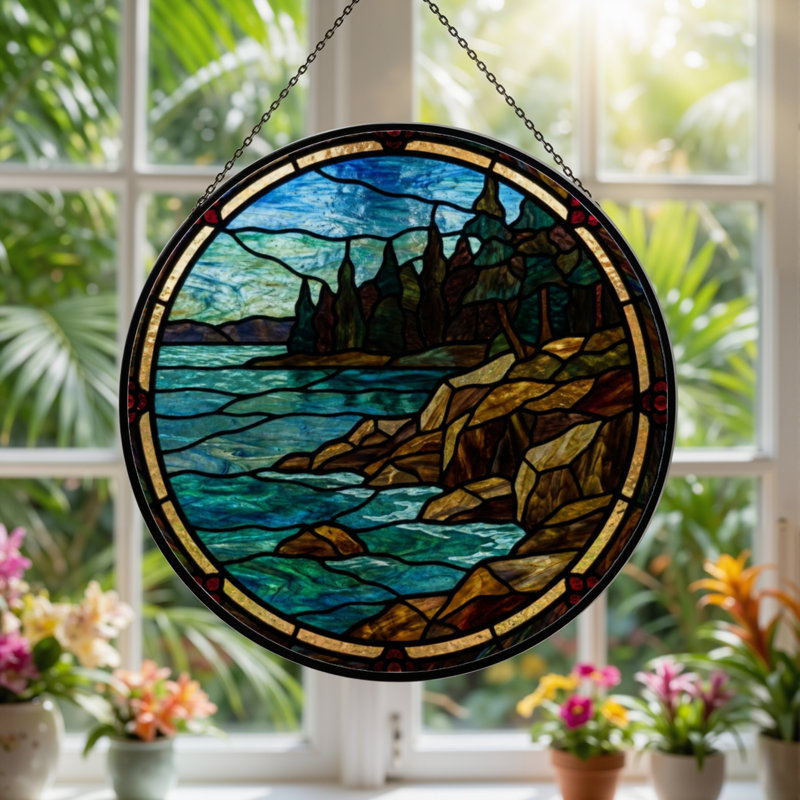 Panneau de vitrail en verre coloré 12 "H, H 12 po x l 12 po