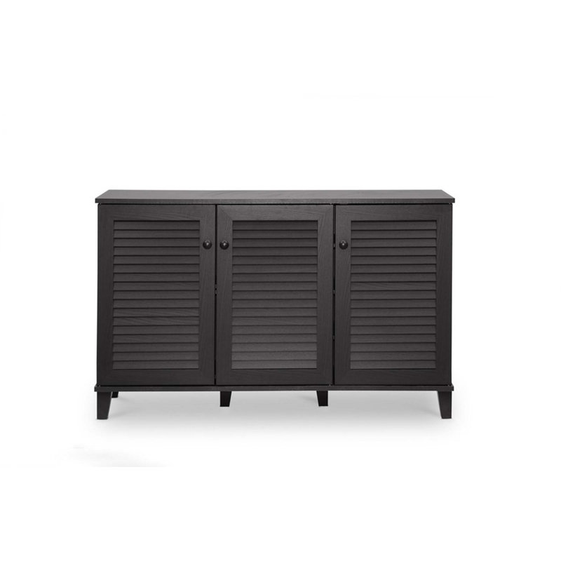 Armoire de rangement pour chaussures moderne et contemporaine 16 paires, Marron foncé