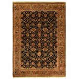 Super Fine Tabriz hand-knotted New Zealand Wool Black/Gold Area Rug