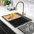 25'' L Drop-In Single Bowl Quartz Composite Kitchen Sink
