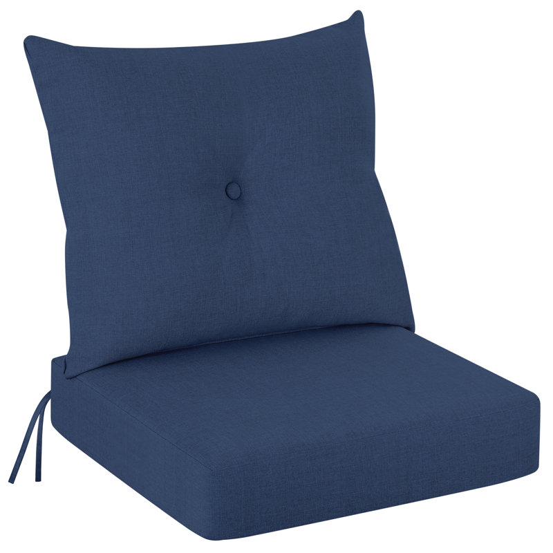Ensemble de coussins de chaise d'extérieur en oléfine 23 po x 24 po, conception capitonnée, Bleu