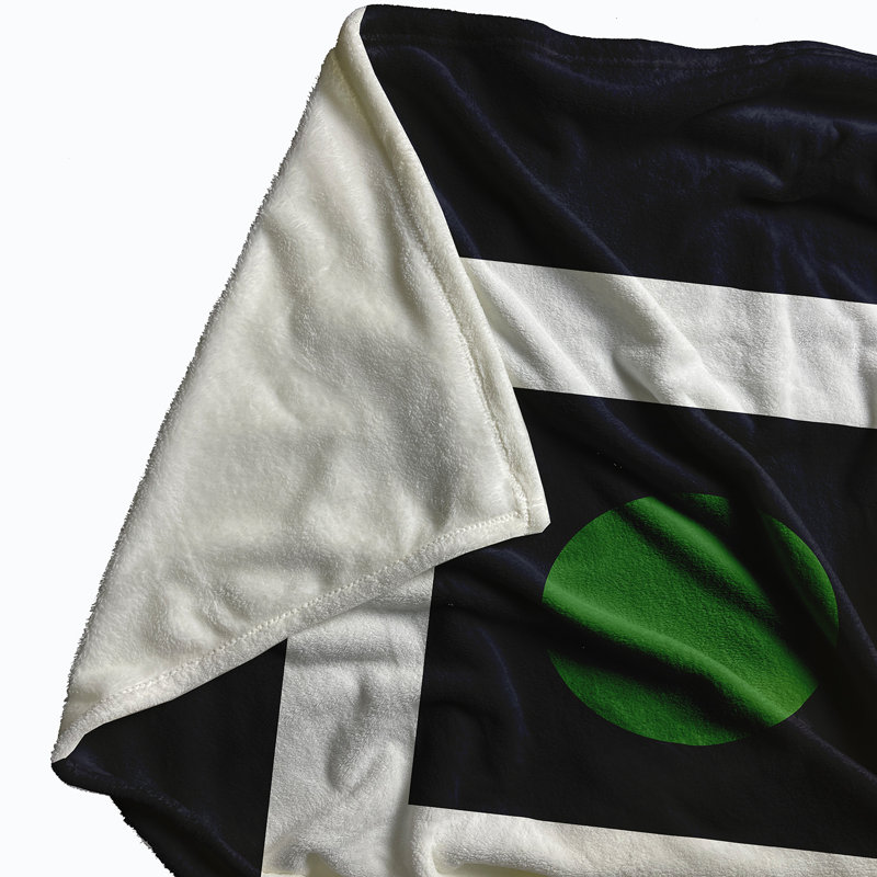 Elzora Plain Weave / Muslin Throw Blanket, Navy/Green