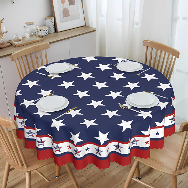 Nappe Polyester, Bleu / étoile blanche