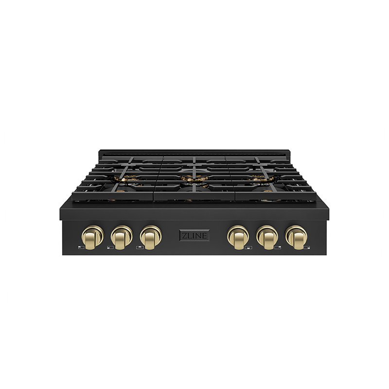 Dessus de table ZLINE Autograph de 36 po avec 6 brûleurs DuoPro et accents bronze, Bronze champagne