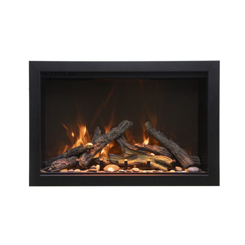 Amantii 44'' Black Electric Fireplace with Log Set